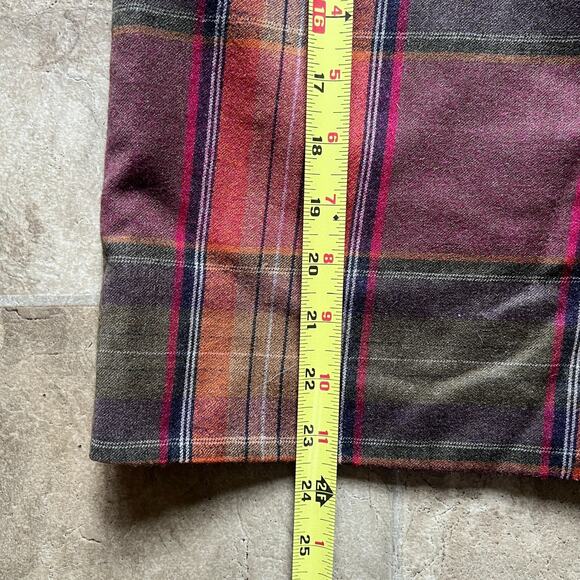 Vtg 90s 100% Wool Pencil Skirt Multi-color Plaid Dark Academia Twee Preppy Fall - Picture 5 of 6